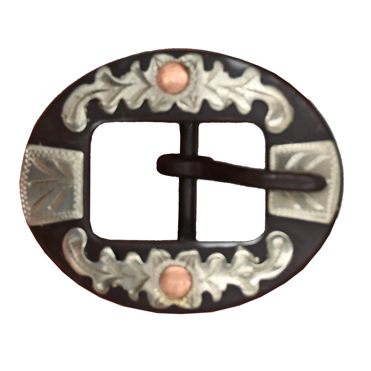 Coolhorse 5/8" Silver Cactus Rose Overlay Cart Buckle