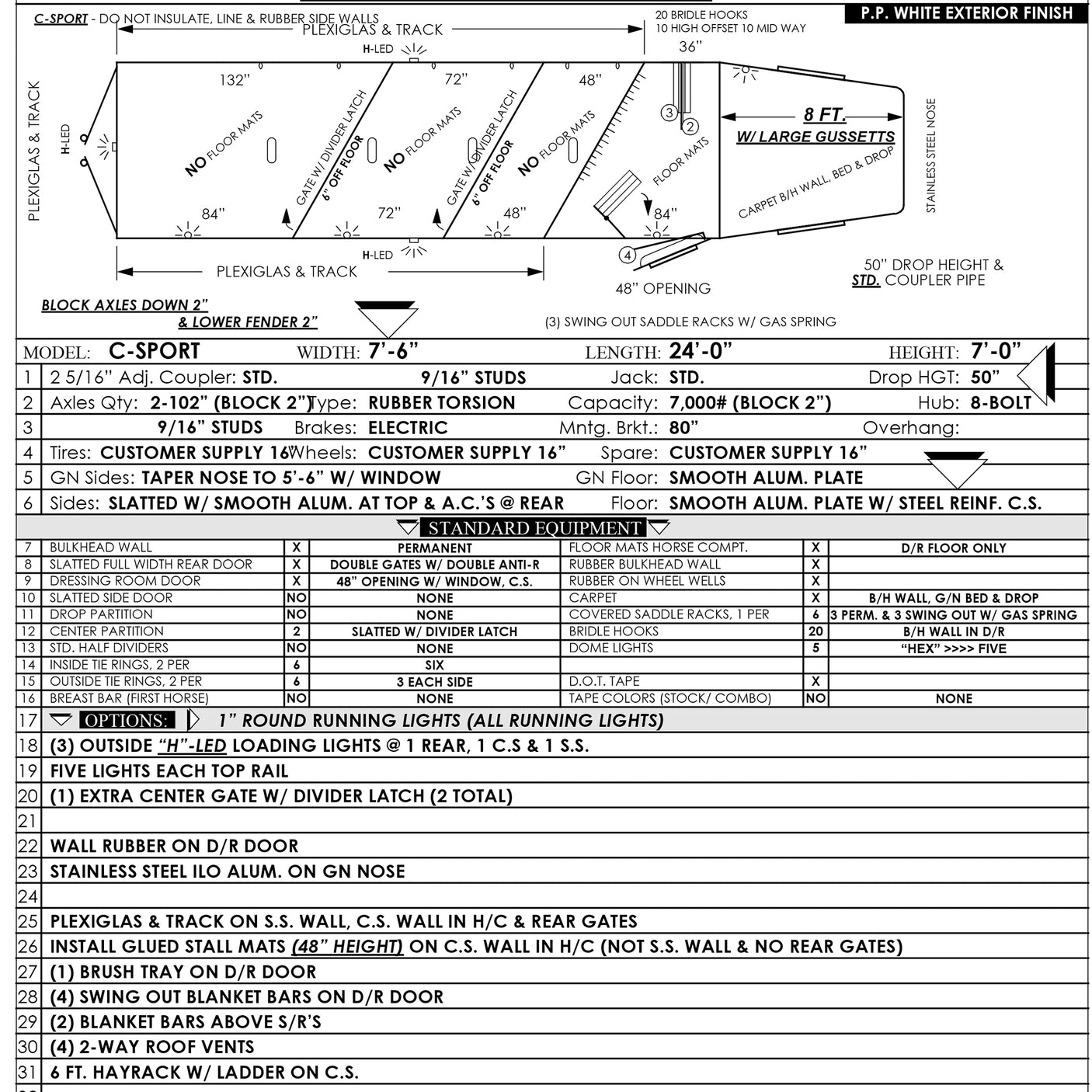 2027 Platinum Coach 24' C Sport Stock Combo Horse Trailer