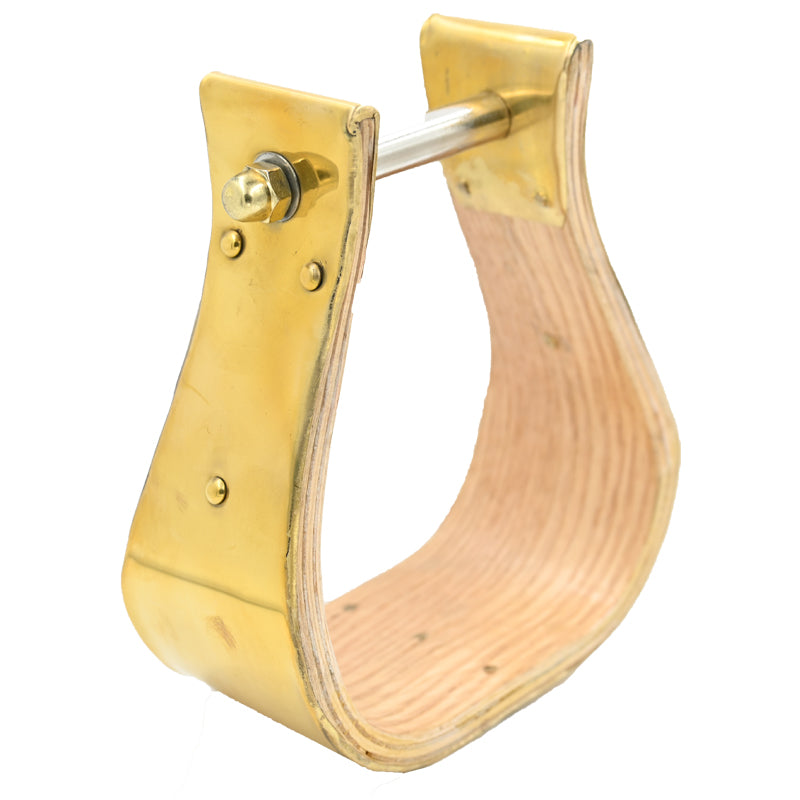 Coolhorse 3" Wooden Brass Covered Bell Stirrup