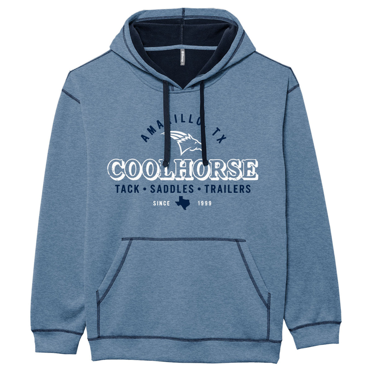 Coolhorse Shadow Box Daylight Blue Heather and Navy Men's Hoodie
