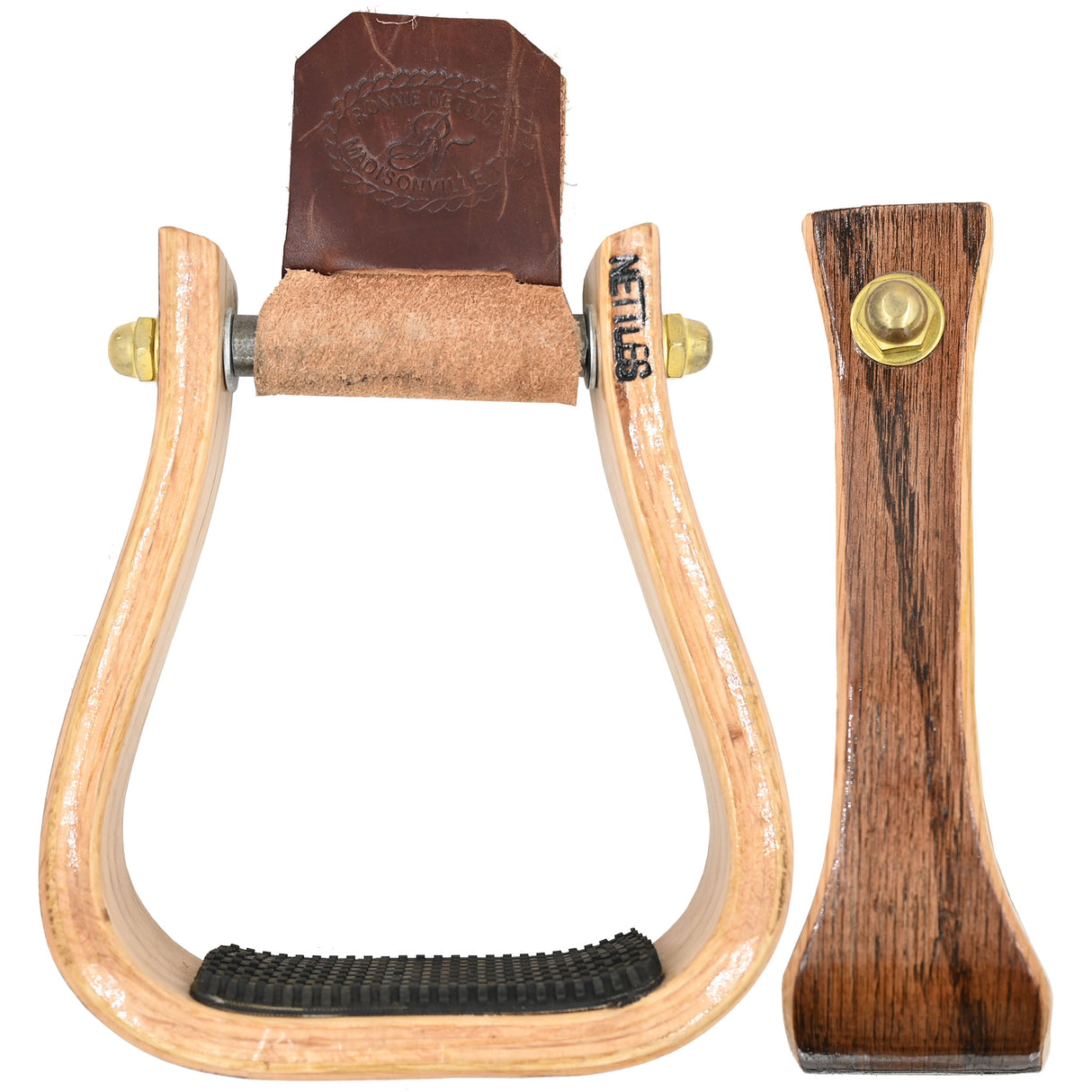 Nettles 2" Two Tone Mahogany Barrel Stirrups with Gripper