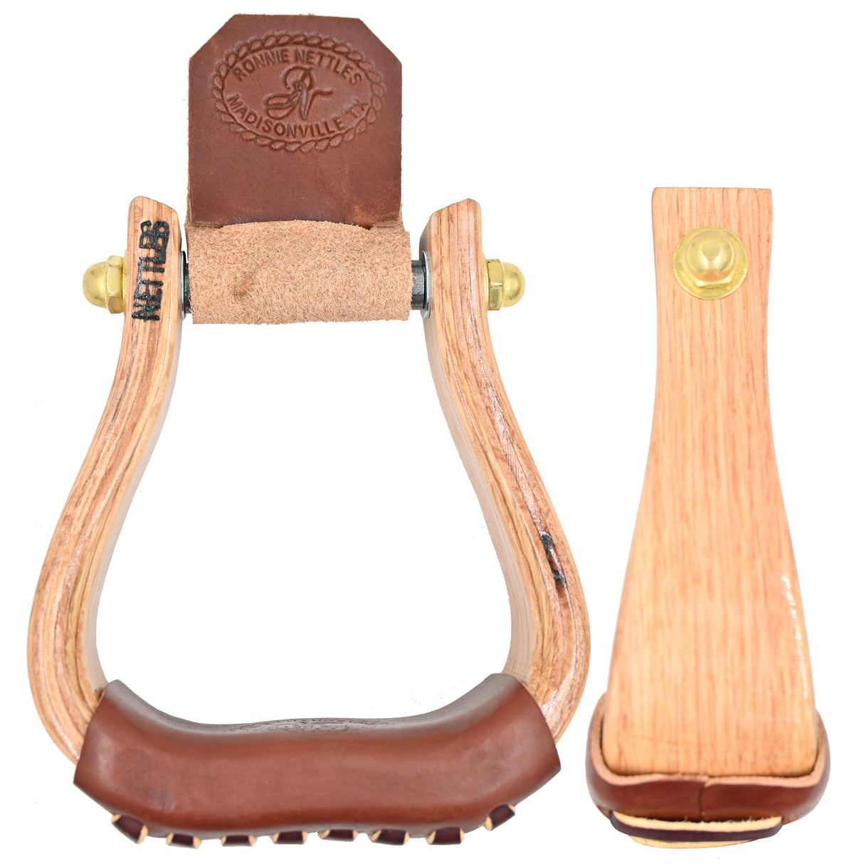 Nettles 2" Flat Bottom Varnish Youth Stirrups