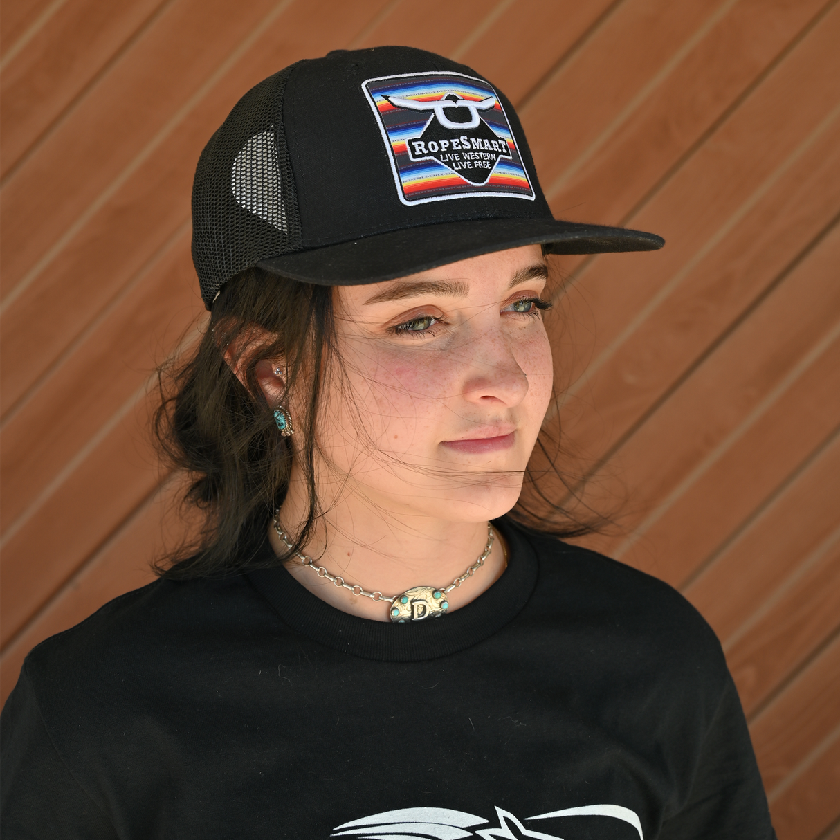 RopeSmart Black Mesh Cap with Serape Patch