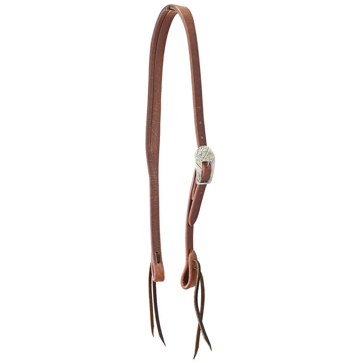 Cowperson Tack 3/4" Slit Ear Headstall with Silver Floral Buckle
