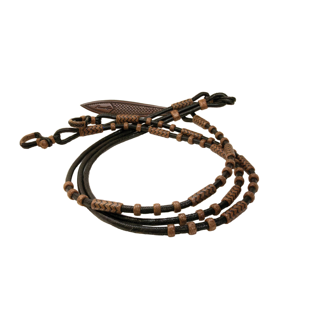 Professional's Choice Rawhide Romal Reins- Black/Brown
