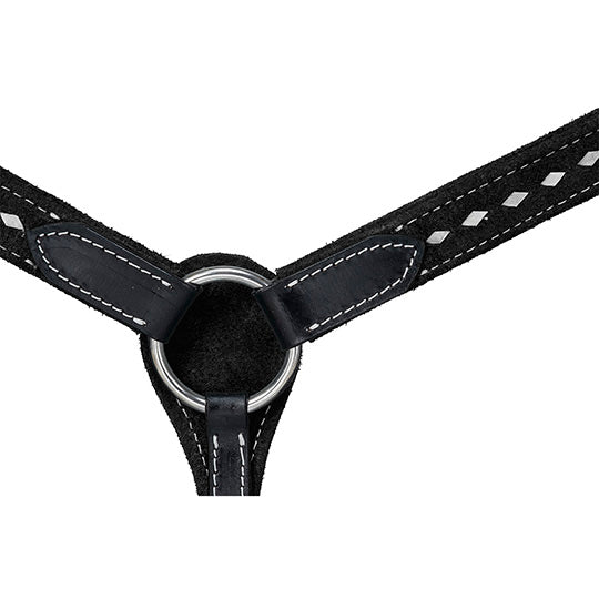 Tough 1 Black Suede Breast Collar with White Buckstitch