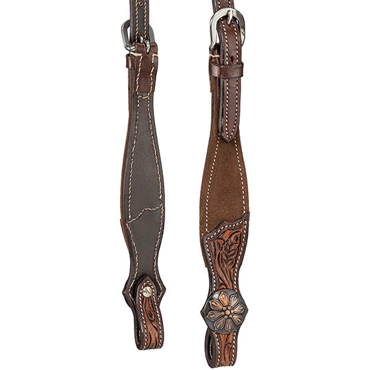Tough 1 Laramie Brown Tooled Suede Browband Headstall