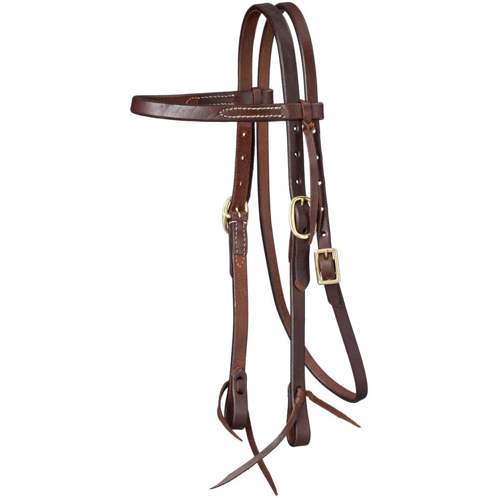 Tough 1 Pony Harness Leather Browband Headstall with Tie Ends