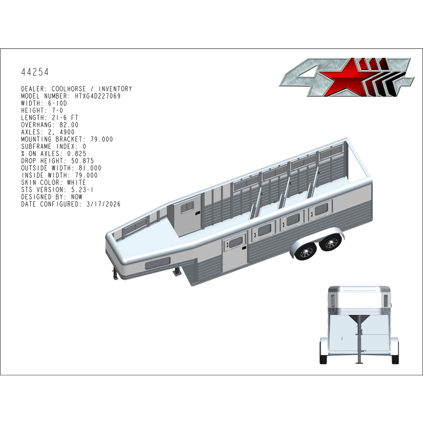ON ORDER! 2027 4 Star 4 Horse Slant Convenience Package