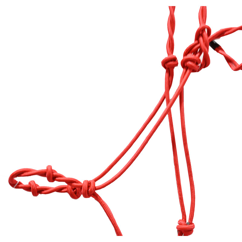 Tough 1 Knotted Rope Halter with Lead Rope- Red