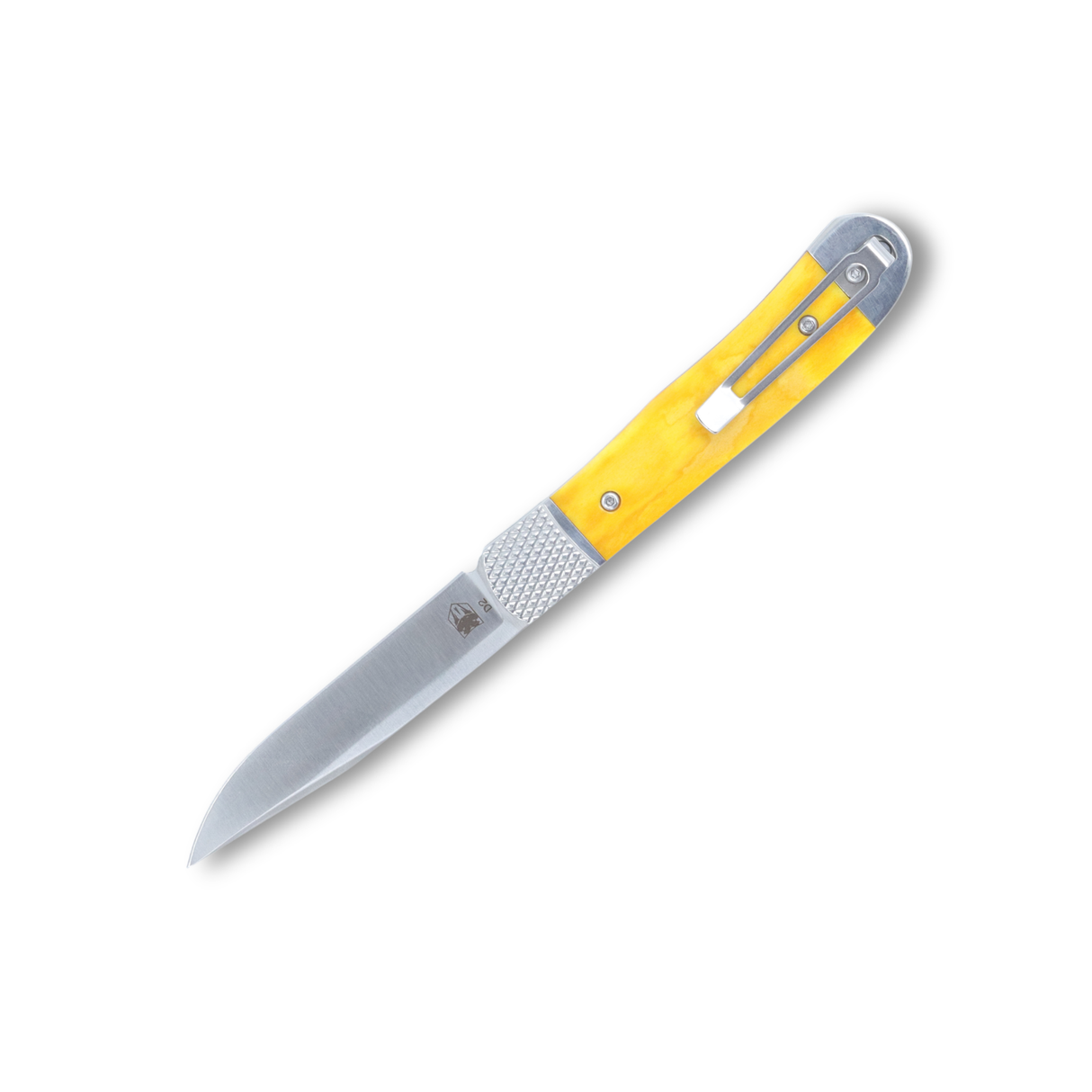 Moore Maker Yellow Bone Handle Automatic Hidden Release Trapper Knife- 4 1/8"