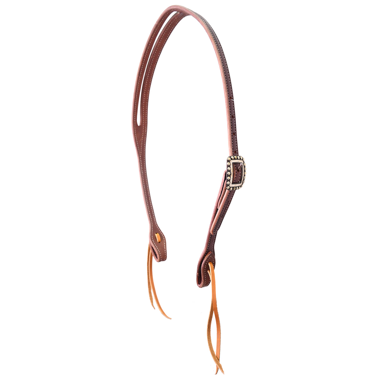 Cowperson Tack 5/8" Latigo Slot Ear Headstall with Square Berry Buckle