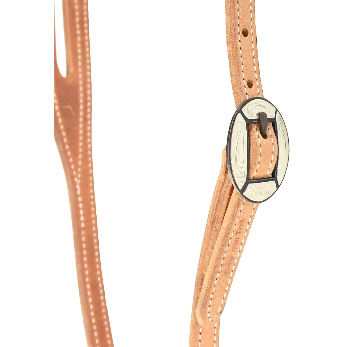 Cowperson Tack Roughout 5/8" Slot Ear Headstall with Silver Overlay Buckle