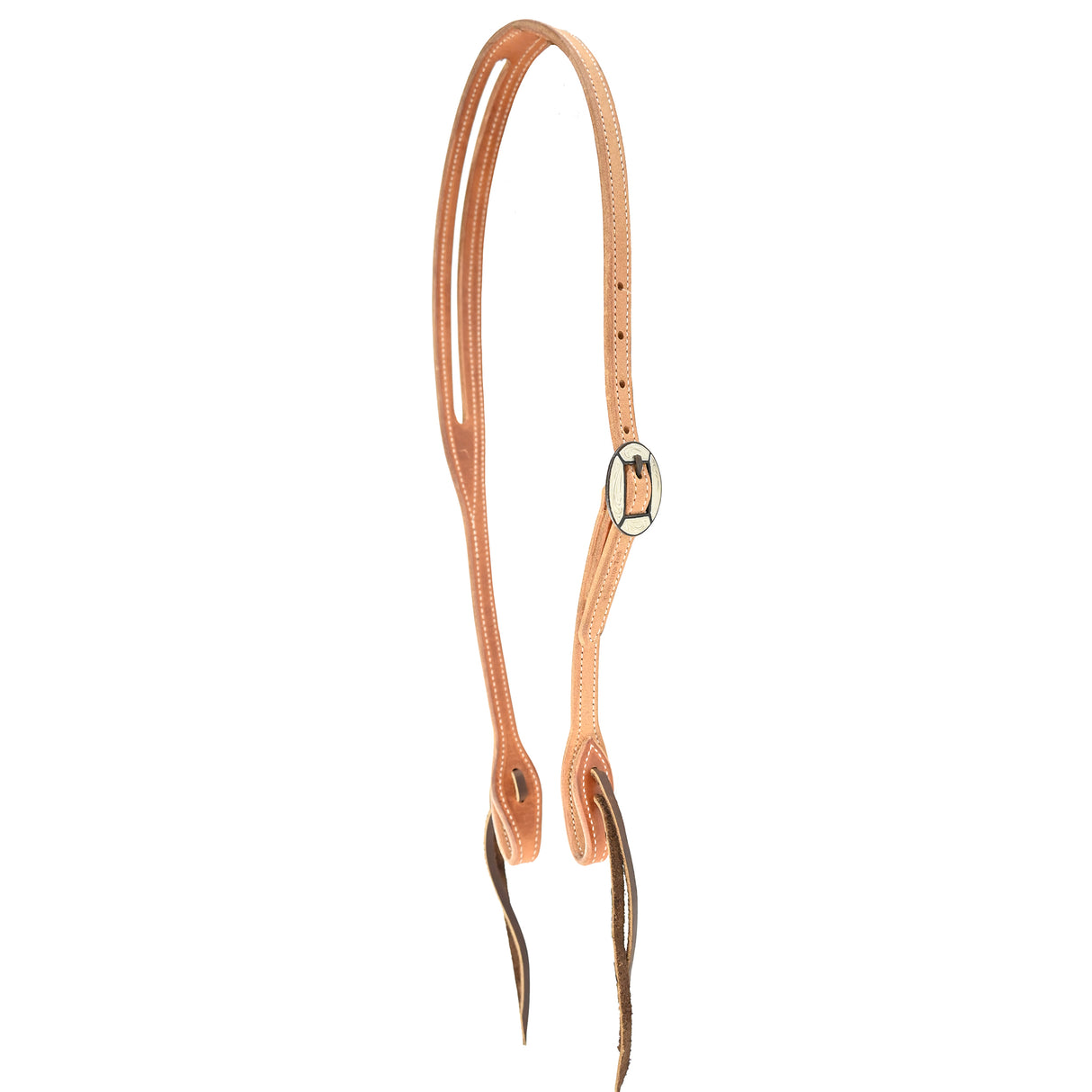 Cowperson Tack Roughout 5/8" Slot Ear Headstall with Silver Overlay Buckle