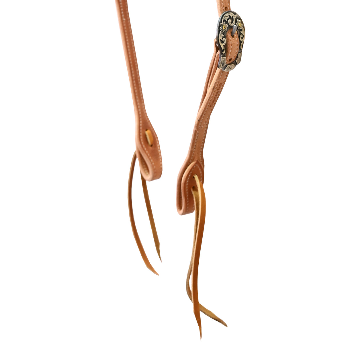 Cowperson Tack Roughout 5/8" Slot Ear Headstall with Silver Floral Peek-a-Boo Buckle