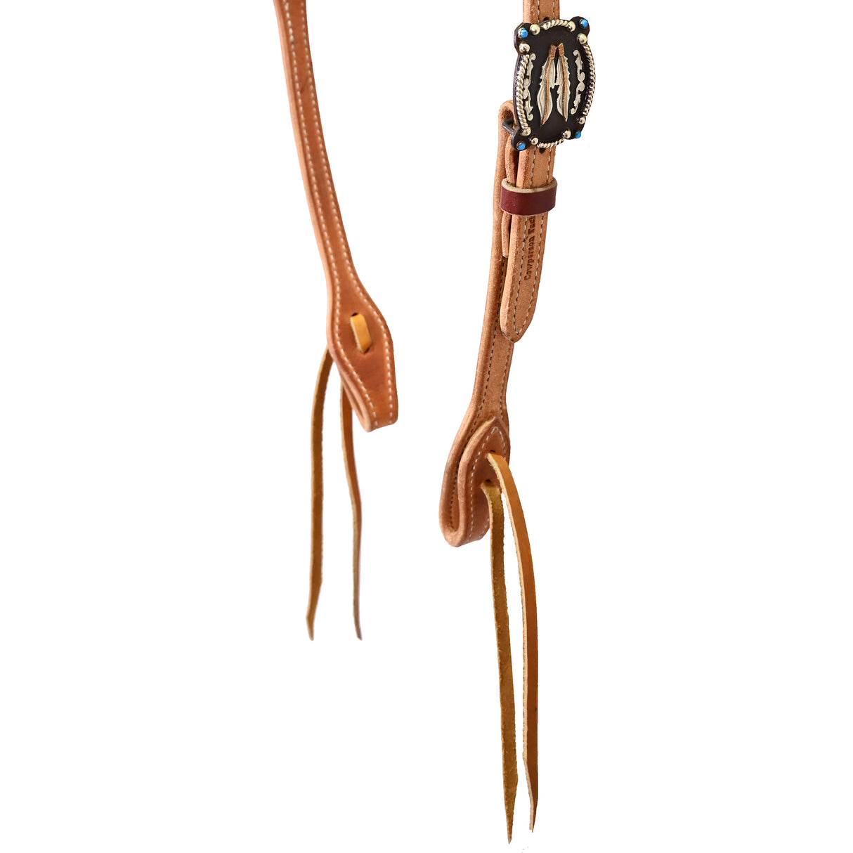 Cowperson Tack Roughout 5/8" Slot Ear Headstall with Turquoise Feather Buckle