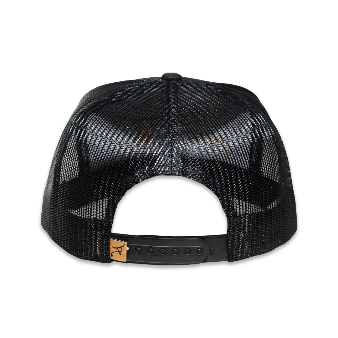 RopeSmart Black Trucker Cap with Desert Blue Santa Fe Logo