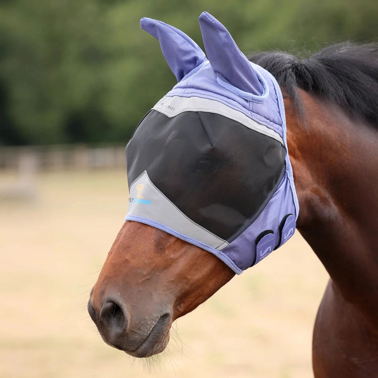 Shires FlyGuard Pro Fine Mesh Fly Mask w/ Ears- Purple