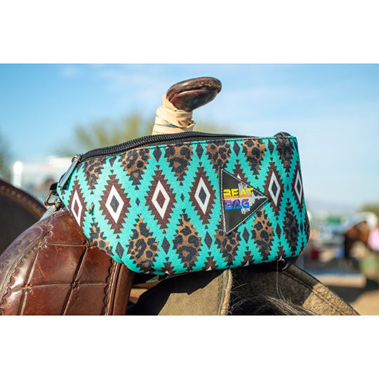 Schulz Equine Teal Leopard Aztec Beat Bag Pommel Bag