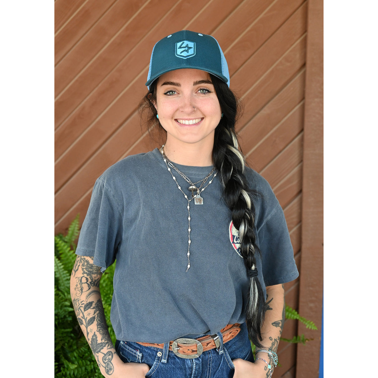 Lone Star Ropes Aqua and Teal Mesh Cap w/ Shield Logo