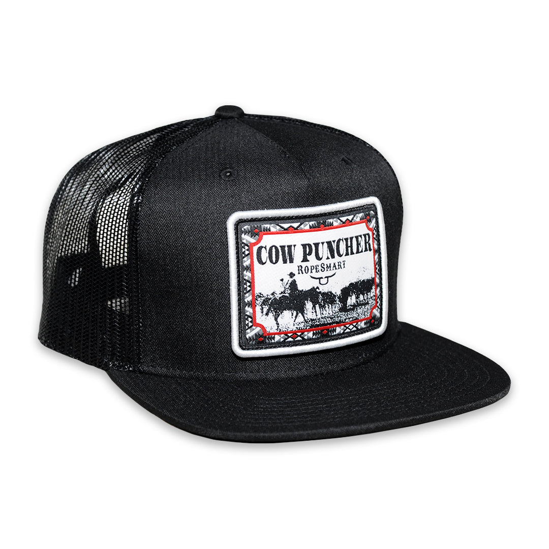 RopeSmart Black Trucker Cap w/ Cow Puncher Patch