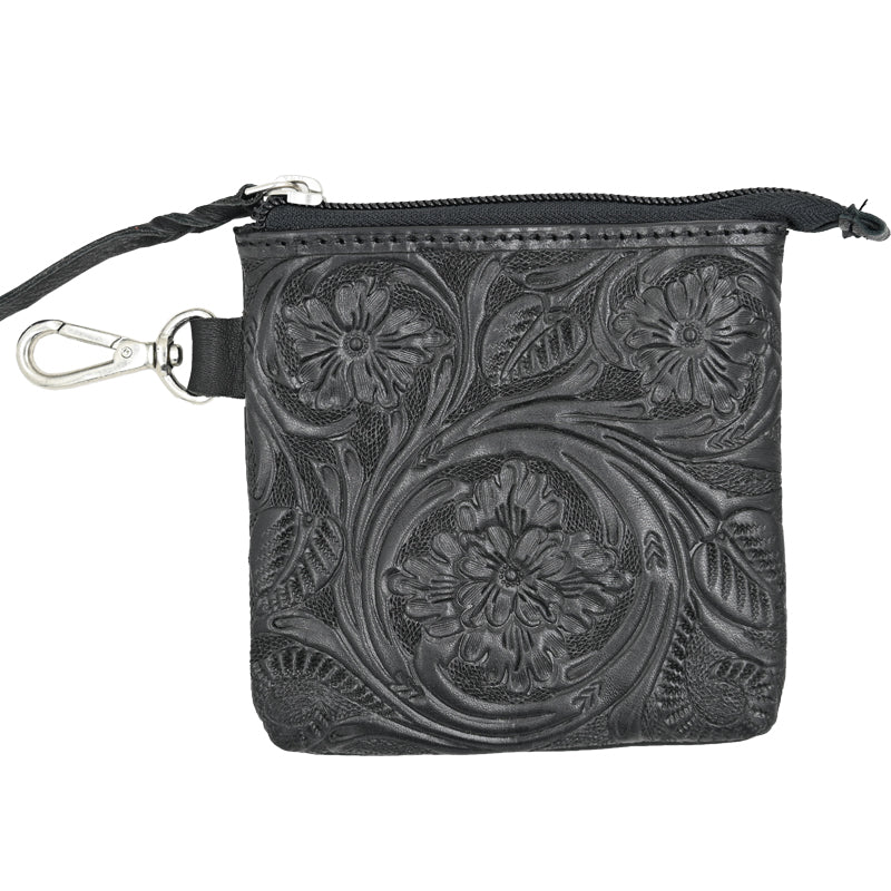 Rafter T Ranch Co Black Tooled Coin Purse Set