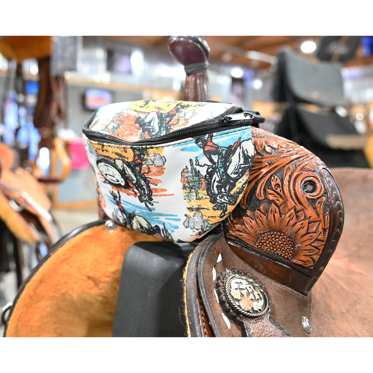 Weaver Leather Saddle Pouch- Bucking Bronco