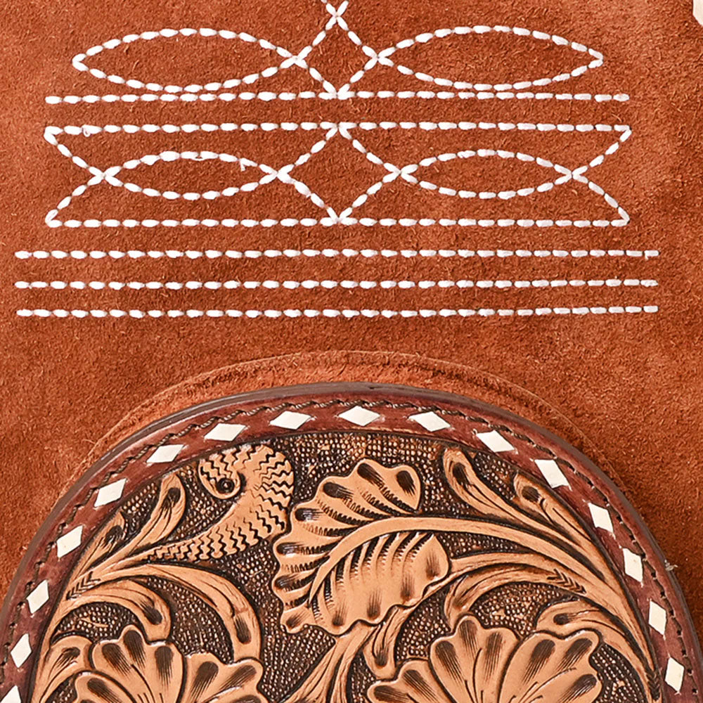 American Darling Rust Suede Mini Backpack with Tooled Pocket