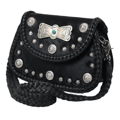 American Darling Black Hair on Hide Concho Purse