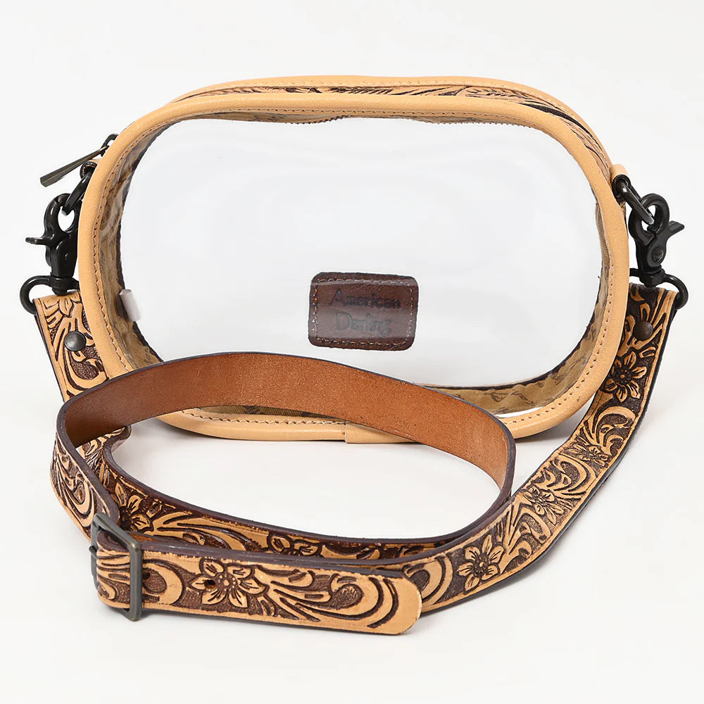American Darling Tooled Leather Accented Clear Stadium Pencil Bag
