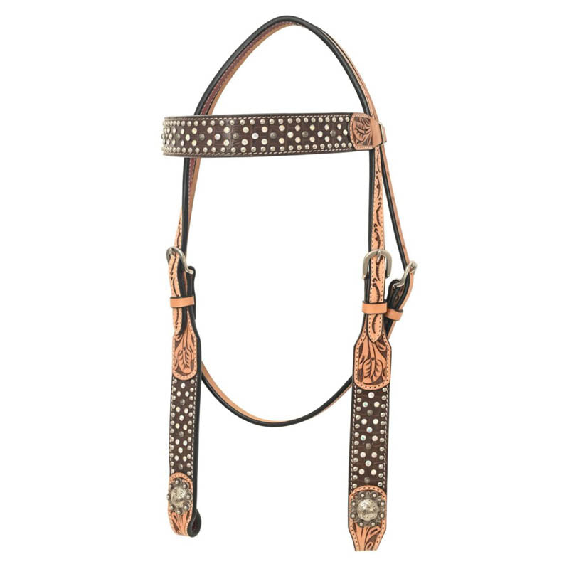Rafter T Ranch Co. Browband Headstall with Brown Gator Print