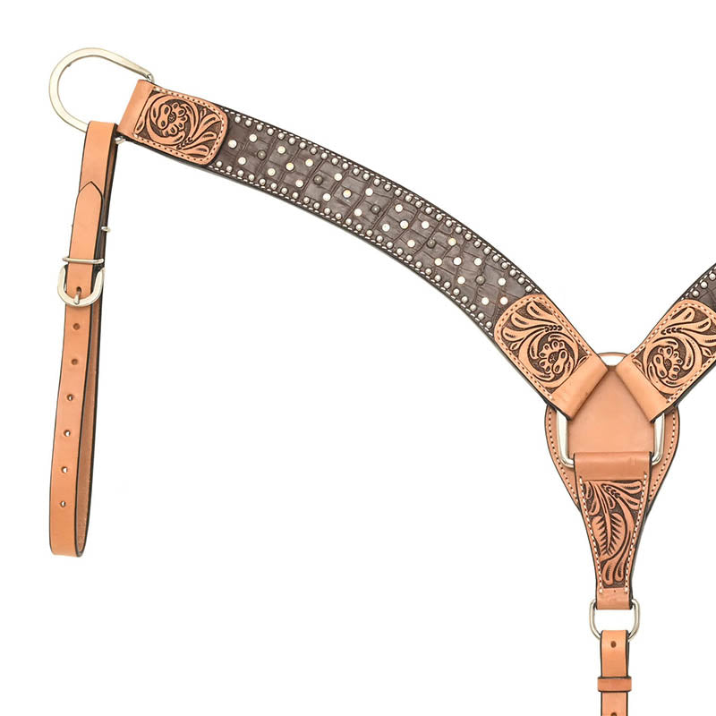 Rafter T Ranch Co. Breast Collar with Brown Gator Print
