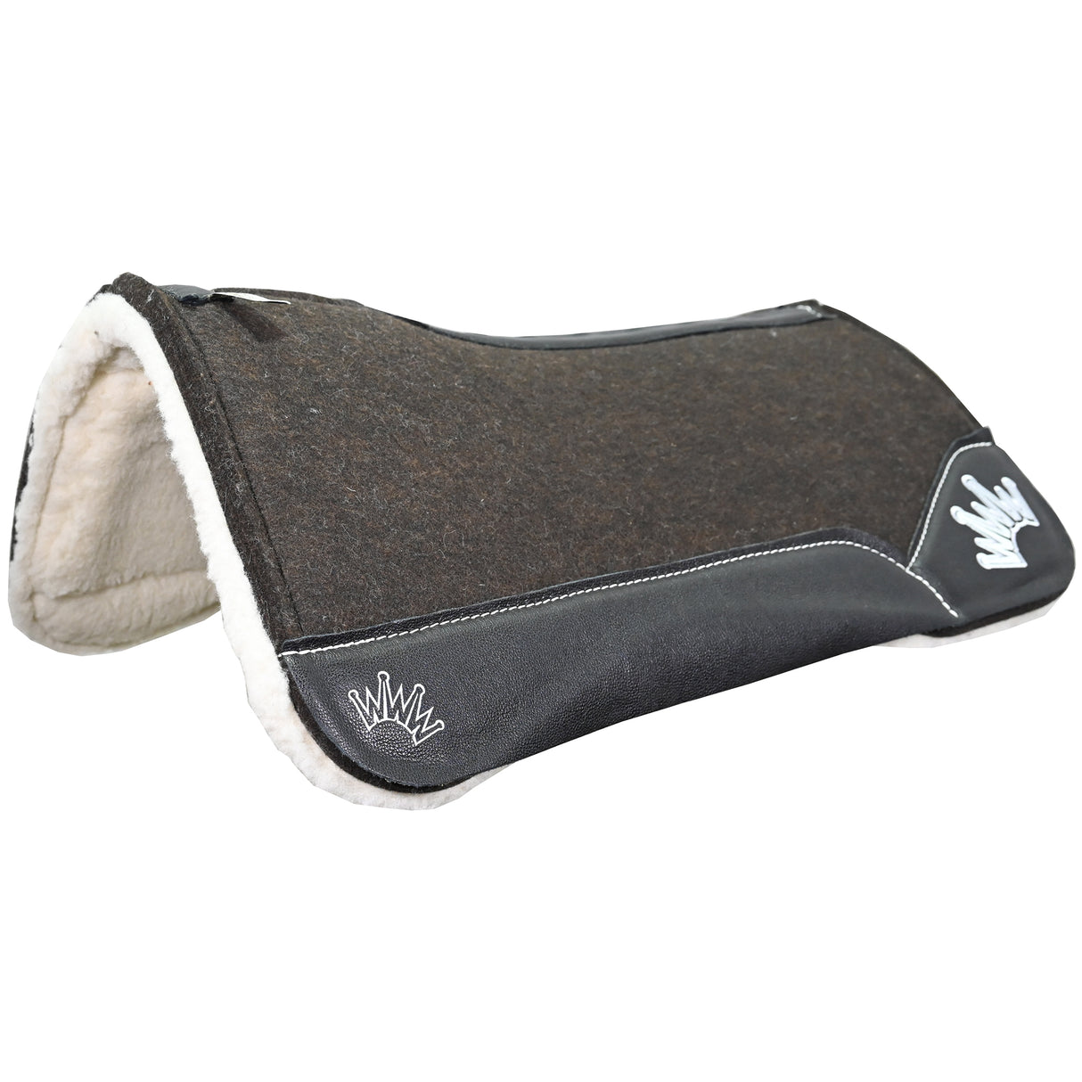 Best Ever 3/4" OG Fleesar Series Saddle Pad with Black Wear Leathers & White Crown- 30"x30"