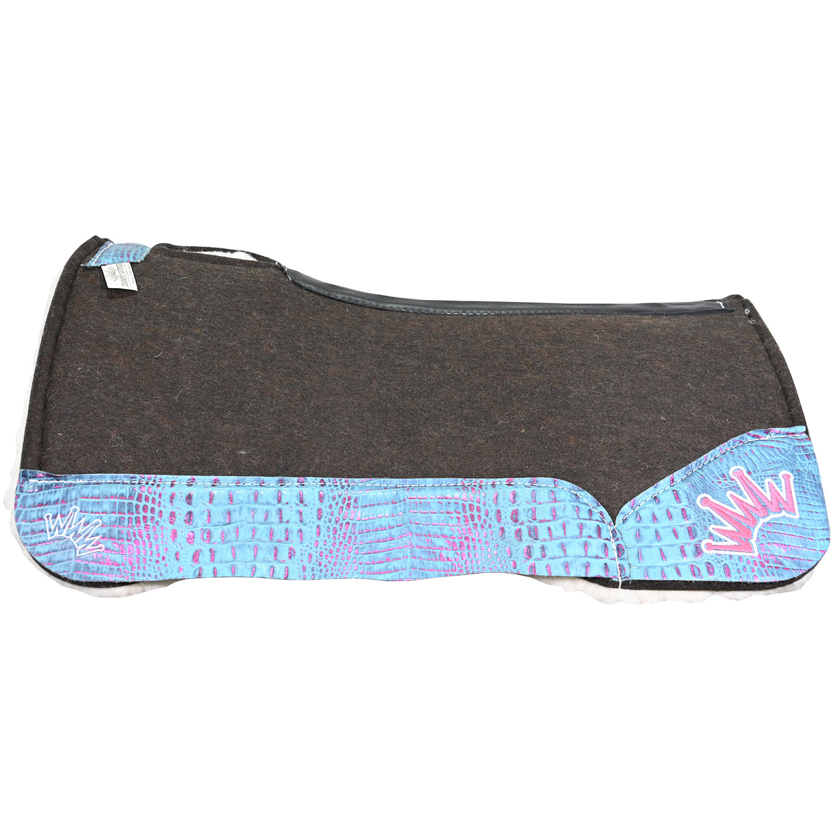 Best Ever 3/4" OG Fleesar Series Saddle Pad with Rio Croc Wear Leathers & White/Pink Crown- 30"x30"