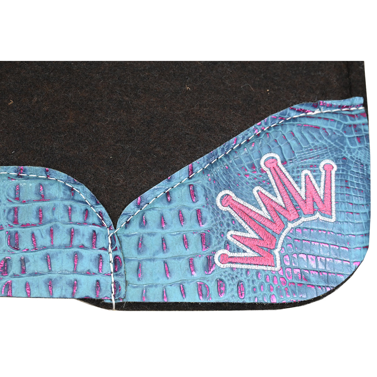 Best Ever 3/4" OG Fleesar Series Saddle Pad with Rio Croc Wear Leathers & White/Pink Crown- 30"x30"