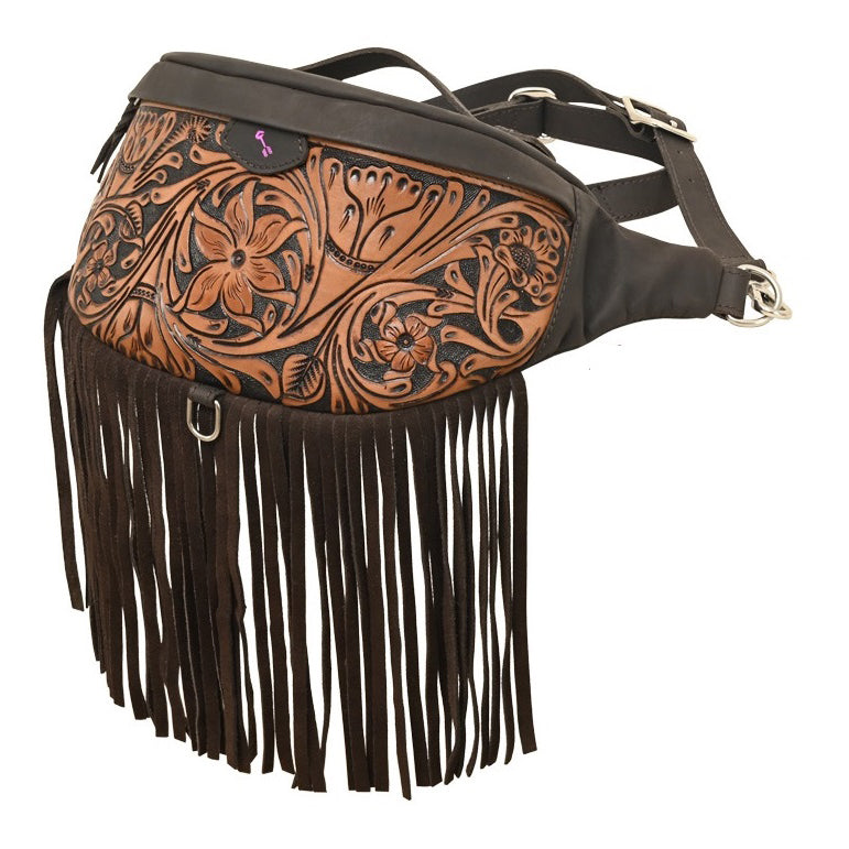 Rafter T Ranch Co. Brown Floral Tooled Bum Bag