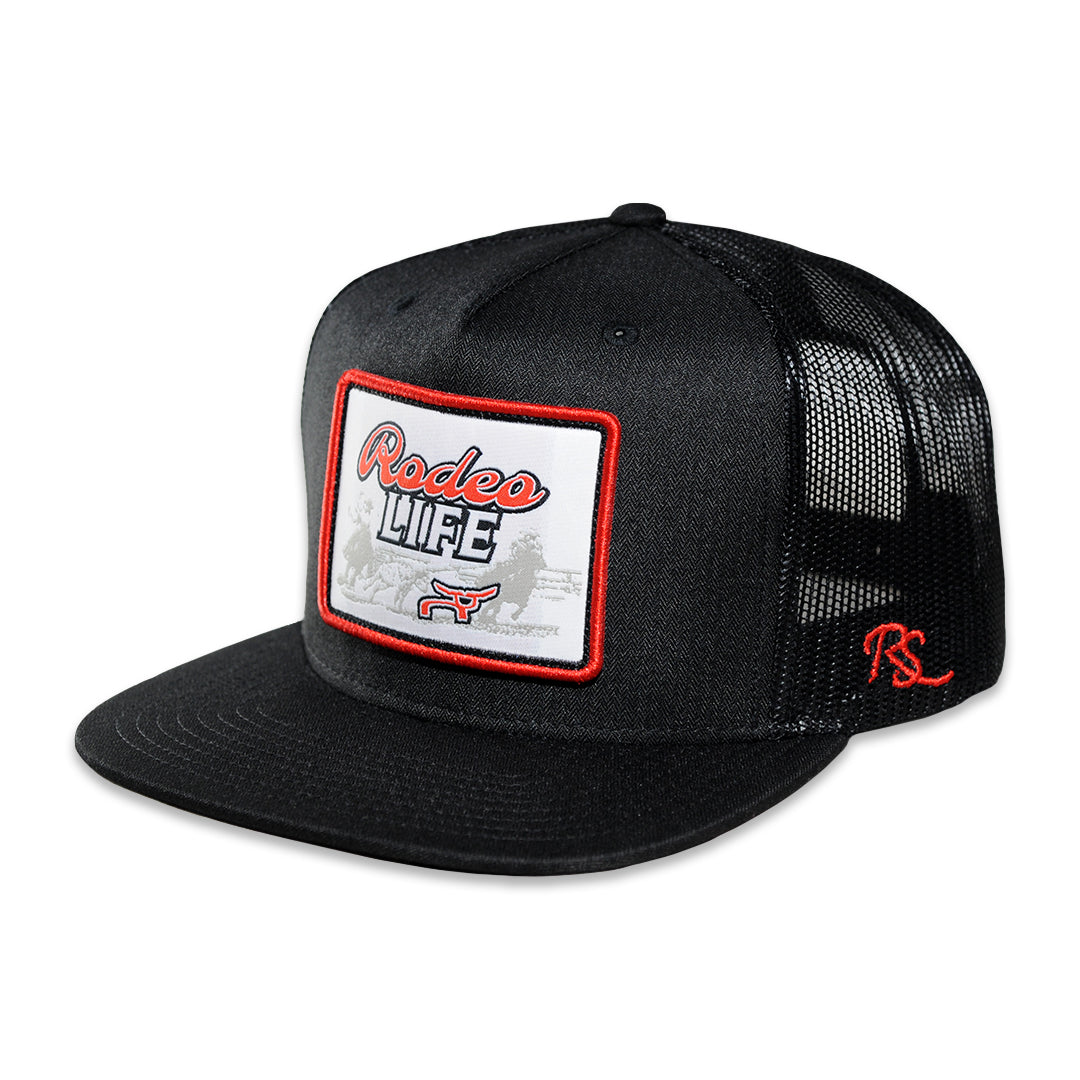 RopeSmart Black Trucker Cap with Rodeo Life Patch