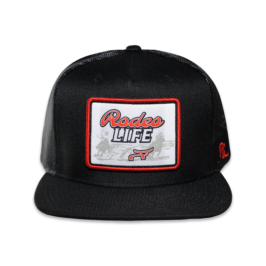 RopeSmart Black Trucker Cap with Rodeo Life Patch