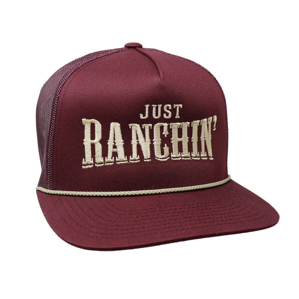 Rodeo Time Just Ranchin' Maroon and Gold Mesh Snapback Cap