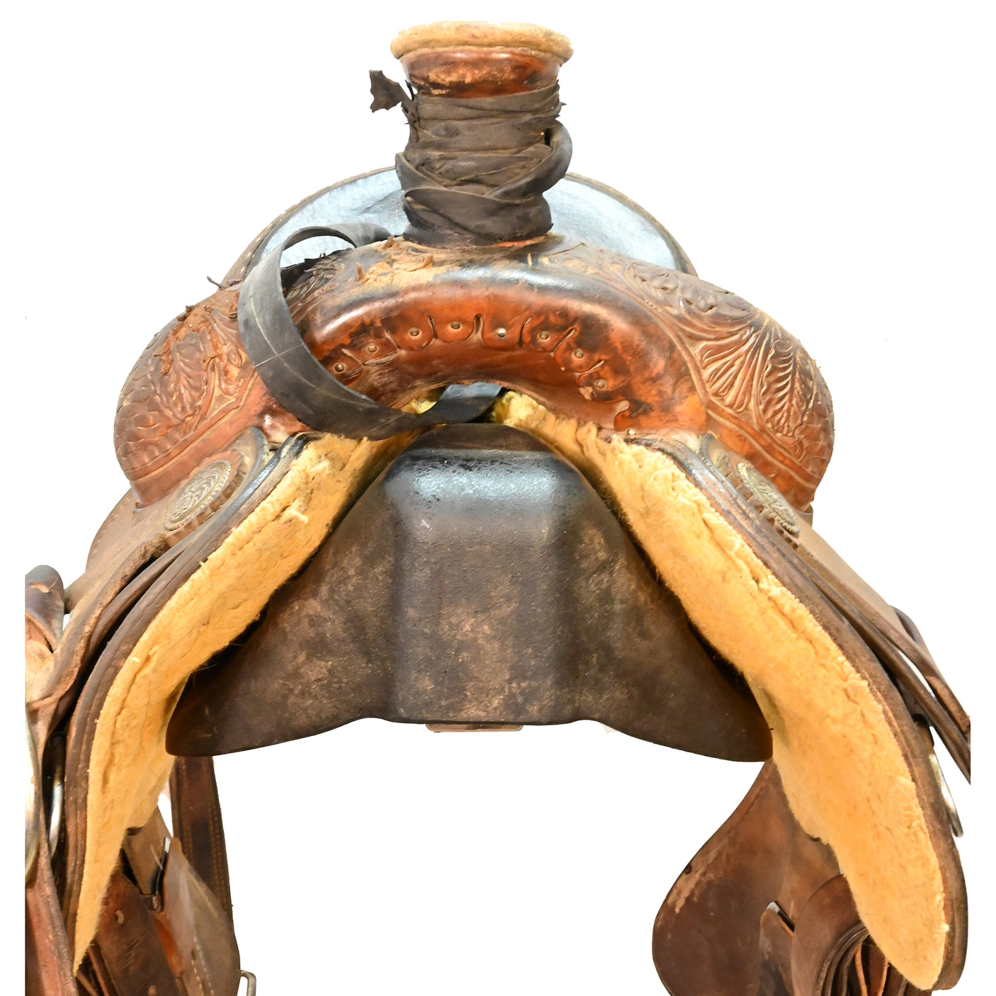 Used 14.75" No Maker Team Roping Saddle