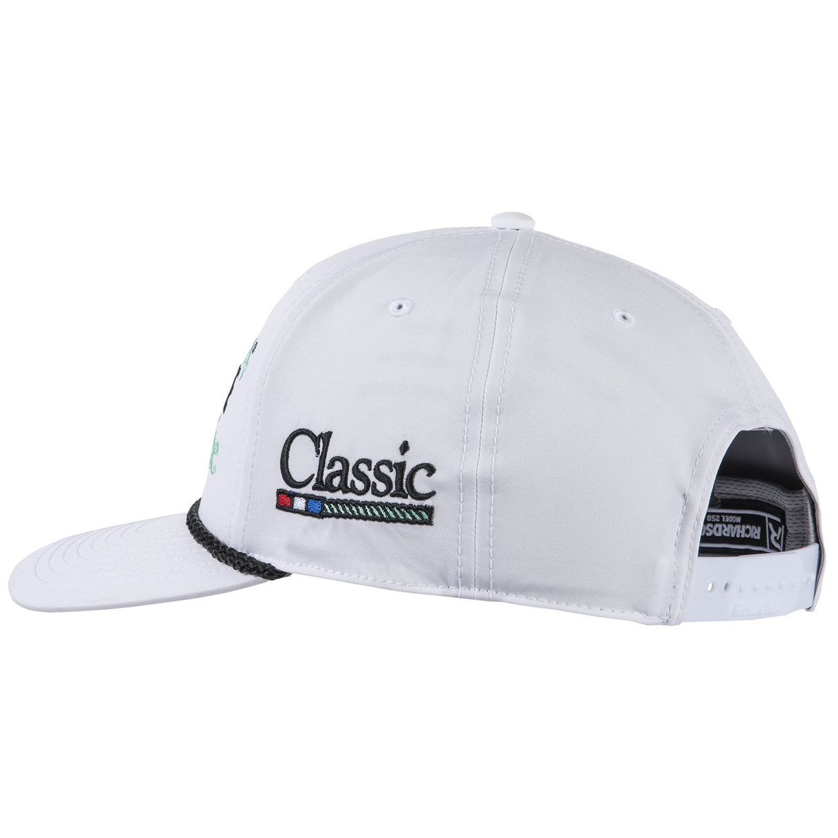 Classic Ropes White Performance Snapback Cap with Powerline Lite Embroidered Logo