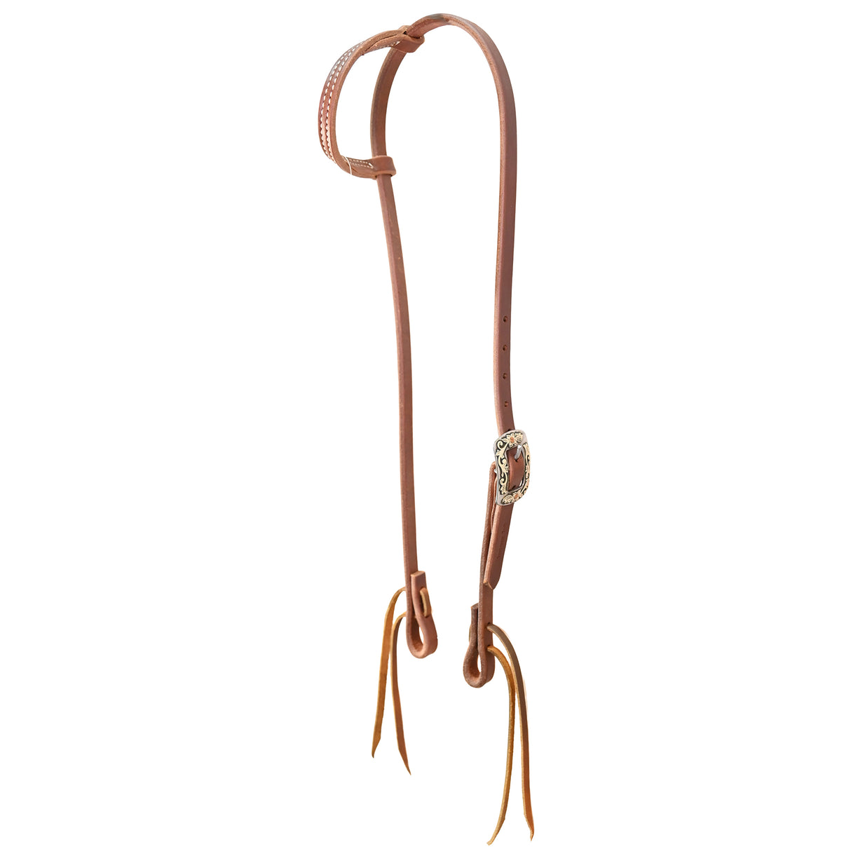 Cowperson Tack Slip Ear Headstall with Square Floral Buckle
