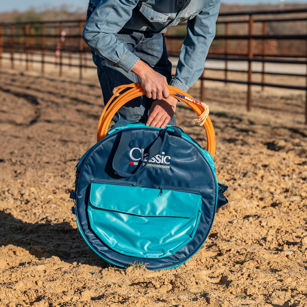 Classic Ropes Deluxe Rope Bag- Navy/Aqua