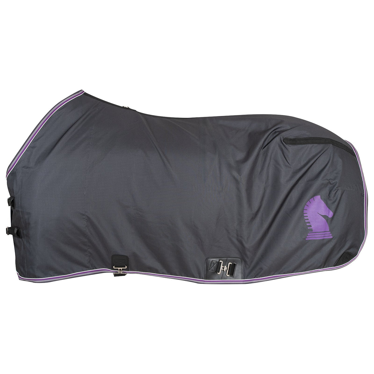 Classic Equine Open Front Nylon Stable Sheet- Charcoal