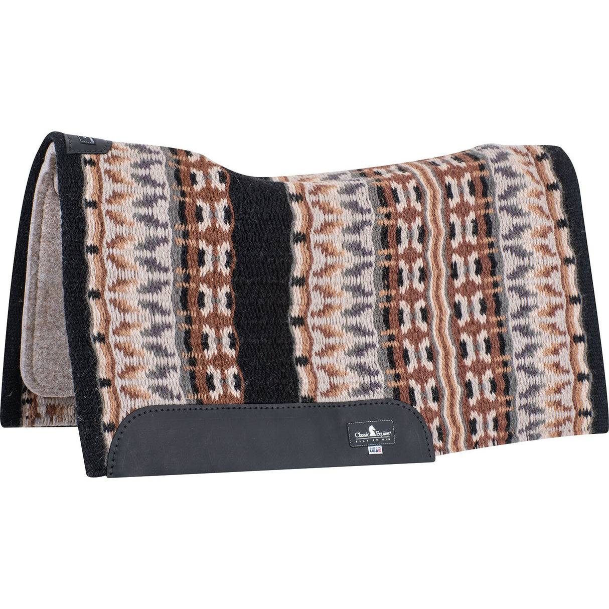 Classic Equine 1" ESP Contour Saddle Pad 34"x38"- Black/Steel Grey