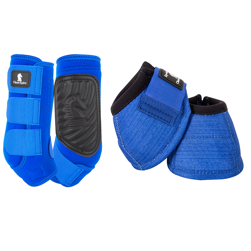 Classic Equine Classic Fit Front and Bell Boot Combo Pack- Blue