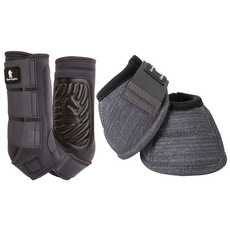 Classic Equine Classic Fit Front and Bell Boot Combo Pack- Charcoal