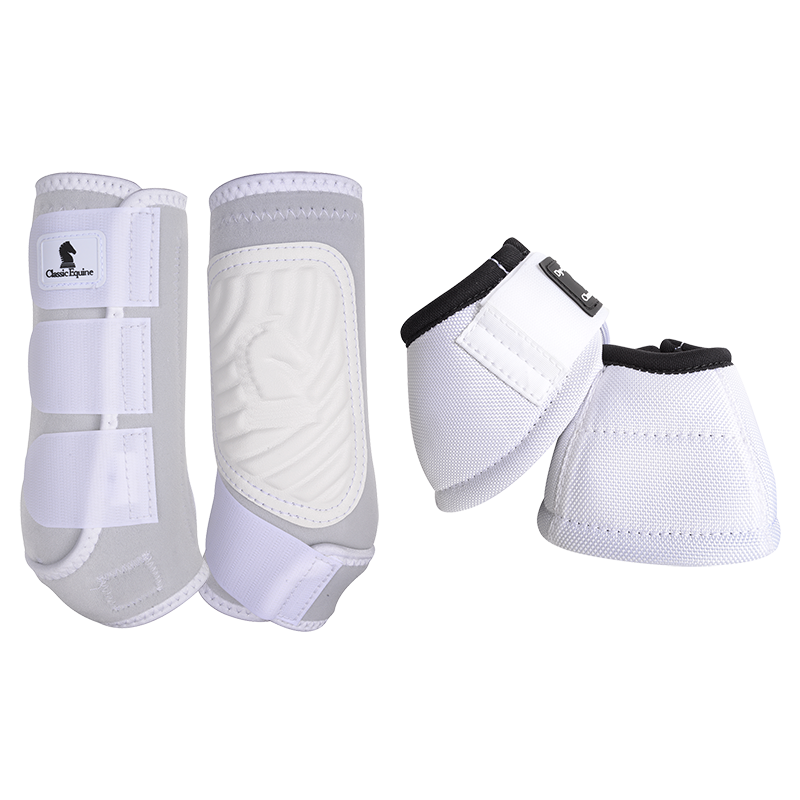 Classic Equine Classic Fit Front and Bell Boot Combo Pack- White