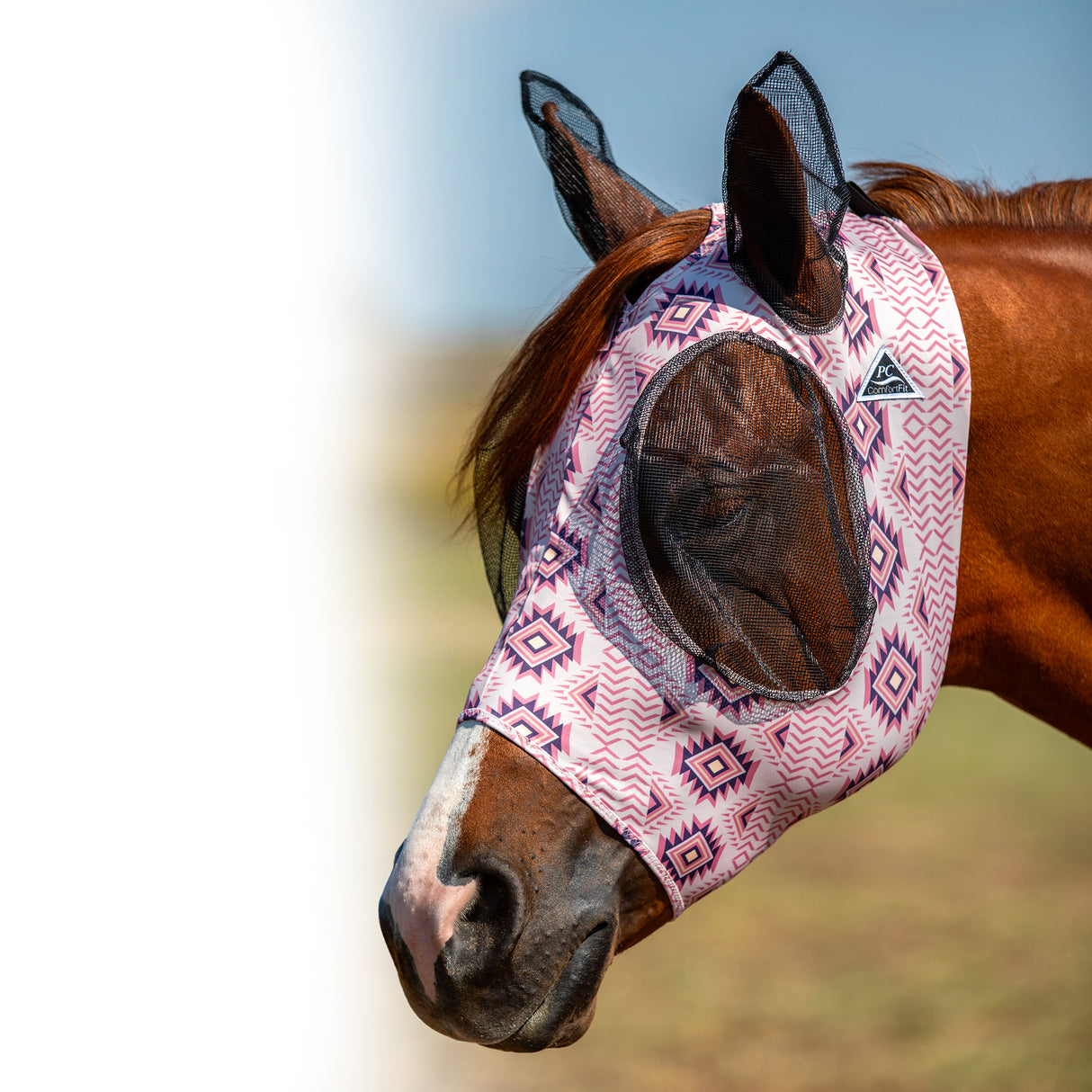 Professional's Choice Comfort Fit Lycra Fly Mask- Clay