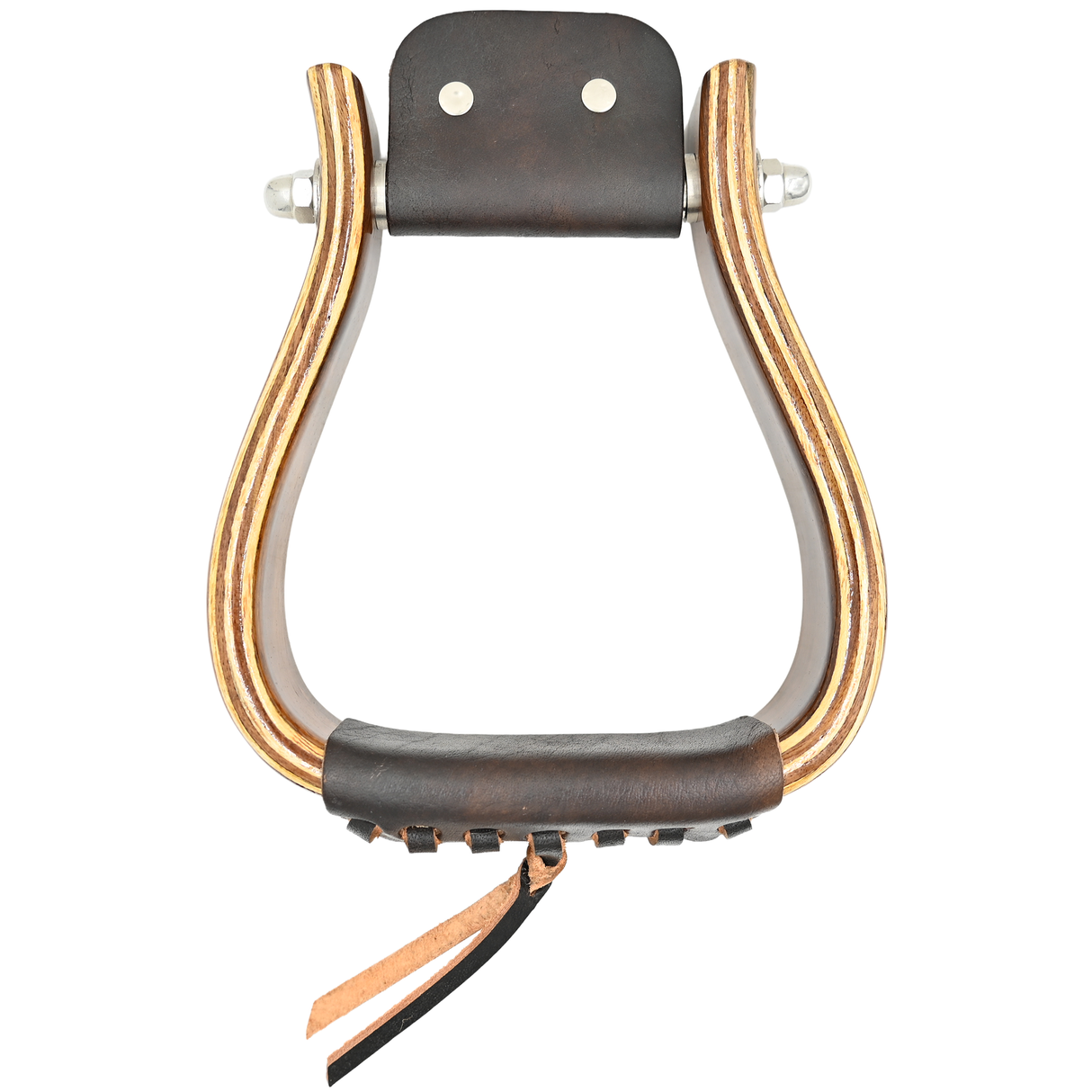 Coolhorse 2" Flat Bottom Dark Stained Wood Stirrups